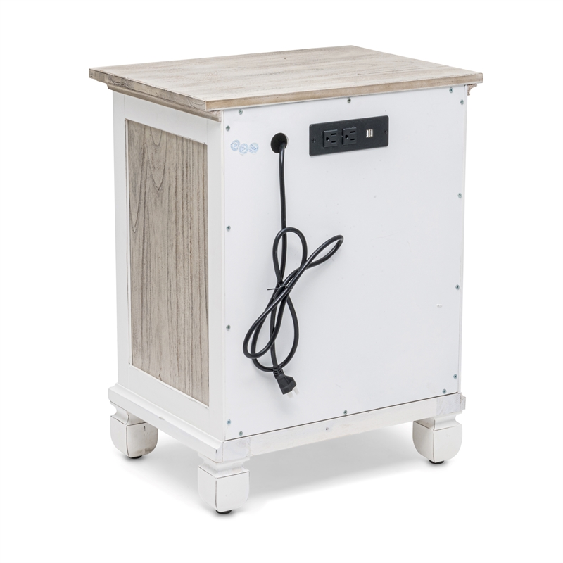 Pemberly Row 2-Door Wood Nightstand with Drawer in Gray/White