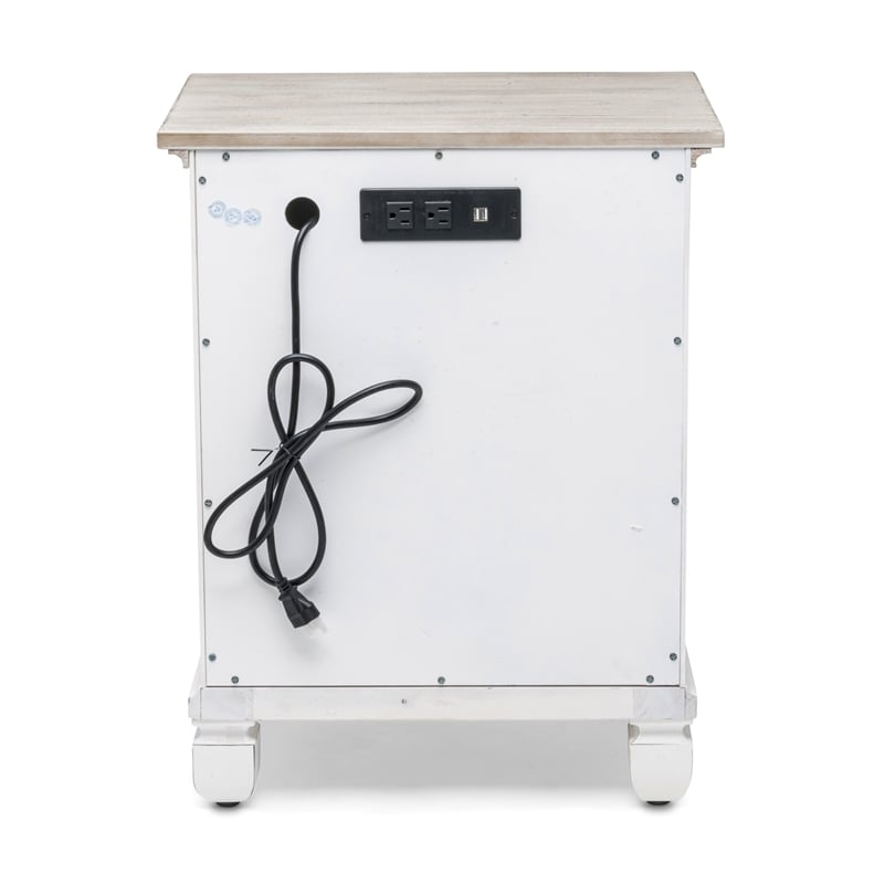 Pemberly Row 2-Door Wood Nightstand with Drawer in Gray/White