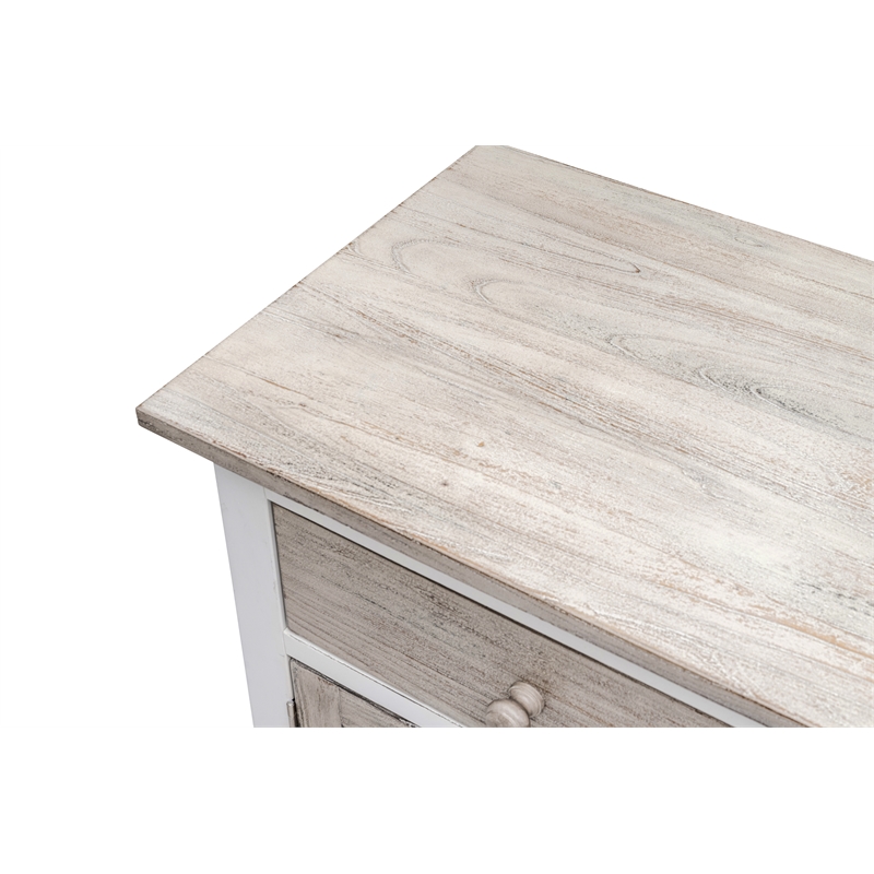 Pemberly Row 2-Door Wood Nightstand with Drawer in Gray/White