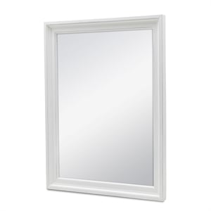 Pemberly Row Contemporary Rectangle Modern Coastal Wood Mirror in White