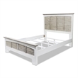 Pemberly Row Contemporary Modern Coastal Wood Queen Bed in Gray/White