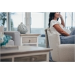 Pemberly Row Contemporary Wood End Table with Drawer in Gray/White