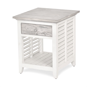 Pemberly Row Contemporary Wood End Table with Drawer in Gray/White