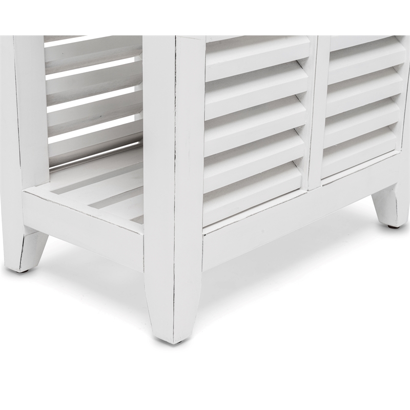 Pemberly Row Contemporary Wood Chairside Table with Drawer in Gray/White