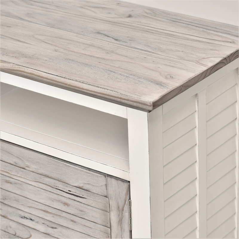 Pemberly Row Contemporary 2-Door Wood Entertainment Center in Gray/White