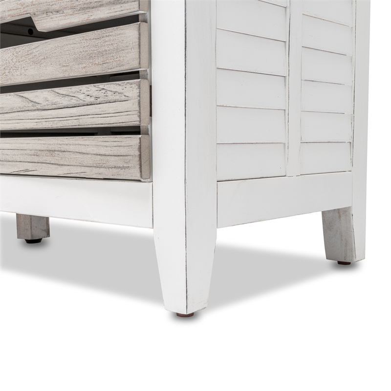 Pemberly Row Contemporary Wood Sideboard with Wine Rack in Gray/White