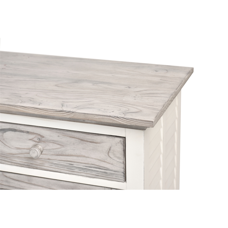 Pemberly Row Contemporary Wood Sideboard with Wine Rack in Gray/White
