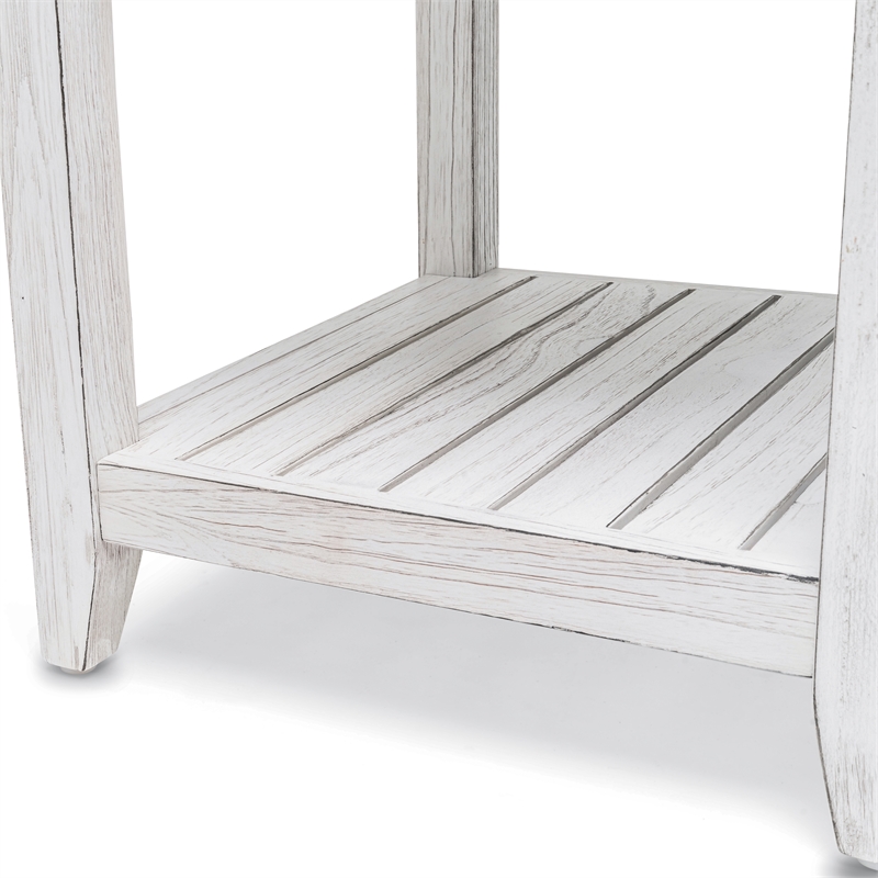 Pemberly Row Contemporary Wood End Table with Drawer in White/Blue