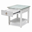Pemberly Row Contemporary Wood End Table with Drawer in White/Blue