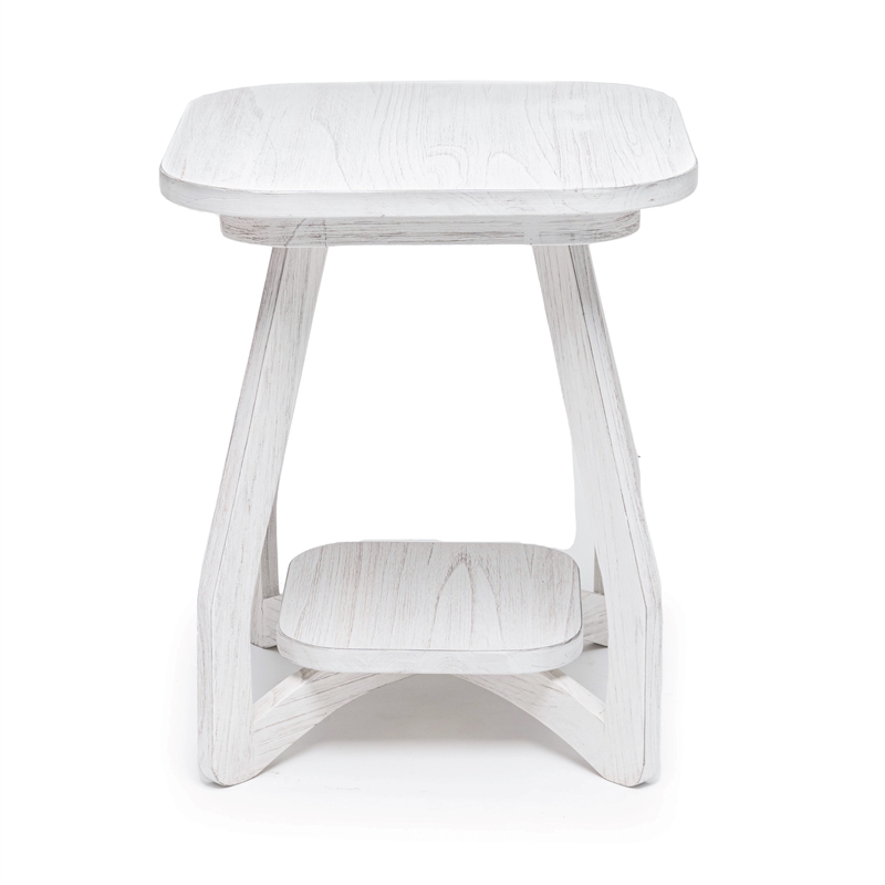 Pemberly Row Contemporary Wood Curved Edges End Table in White