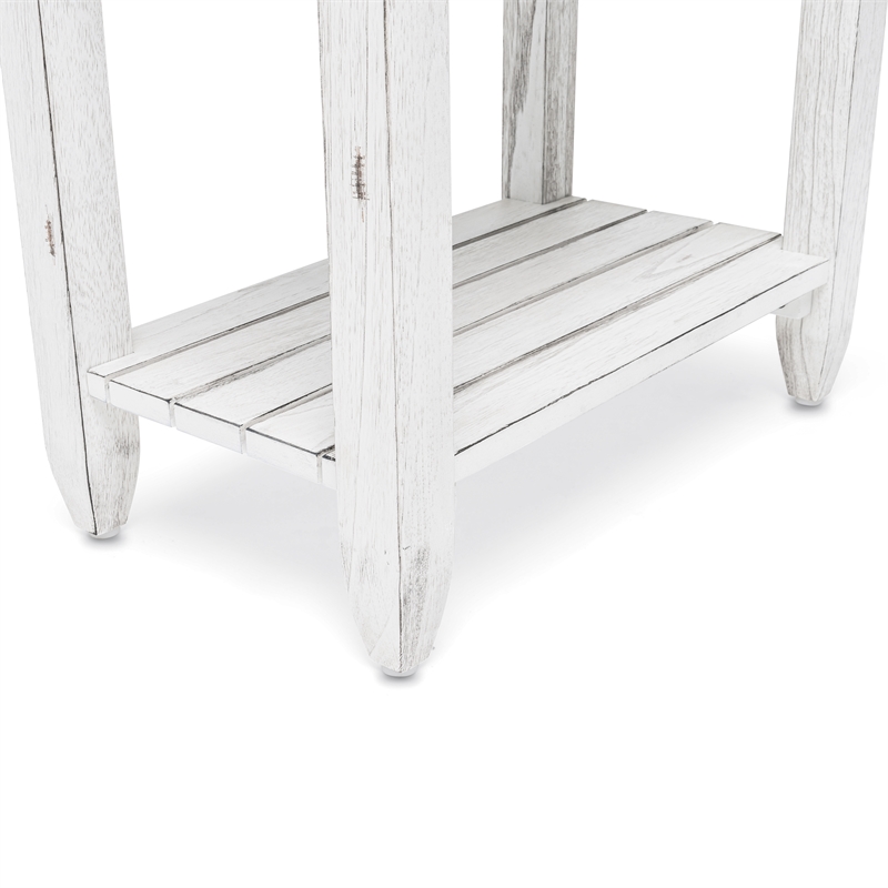 Pemberly Row Contemporary Wood Chairside Table with Drawer in White/Blue