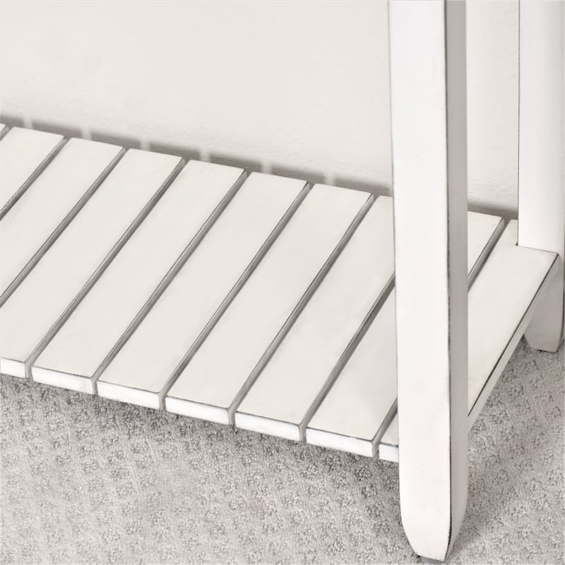 Pemberly Row Contemporary Wood Console Table with Drawers in White/Gray
