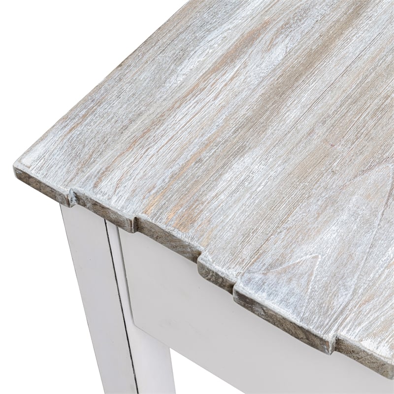 Pemberly Row Contemporary Wood Console Table with Drawers in White/Gray