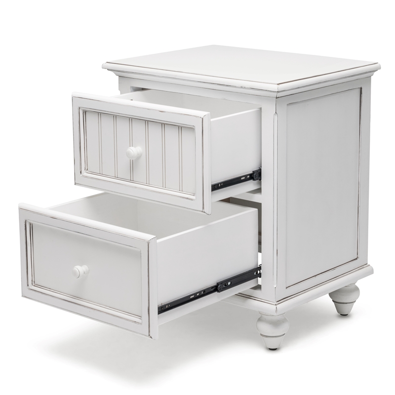 Pemberly Row Contemporary Wood Nightstand with 2-Drawers in White