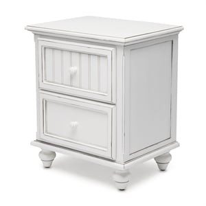 Pemberly Row Contemporary Wood Nightstand with 2-Drawers in White