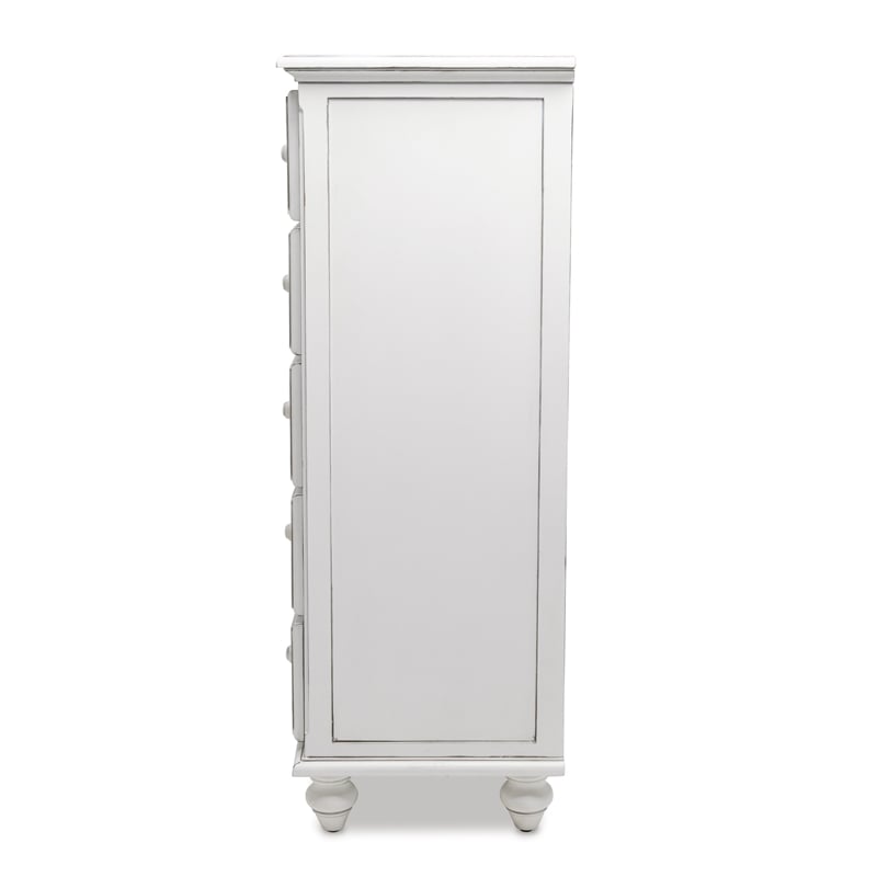 Pemberly Row Modern Coastal Wood Chest with 5-Drawers in White