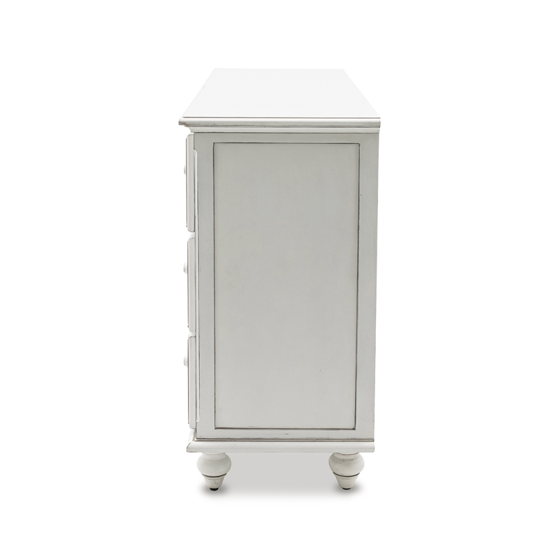 Pemberly Row Modern Coastal Wood Dresser with 7-Drawers in White