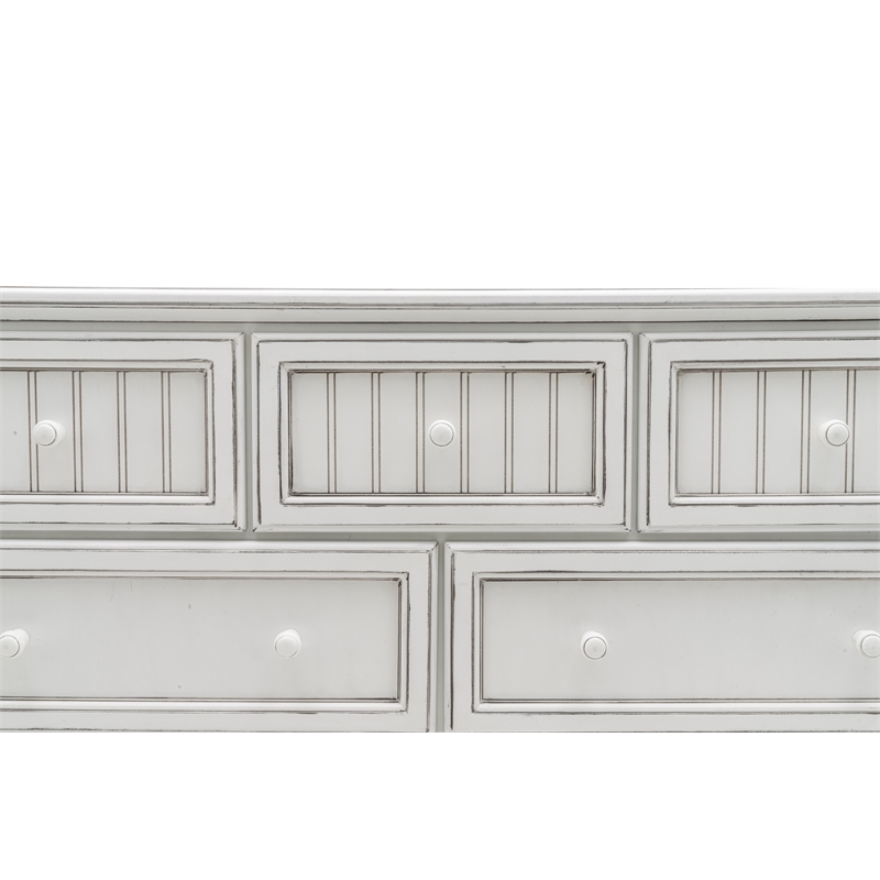 Pemberly Row Modern Coastal Wood Dresser with 7-Drawers in White