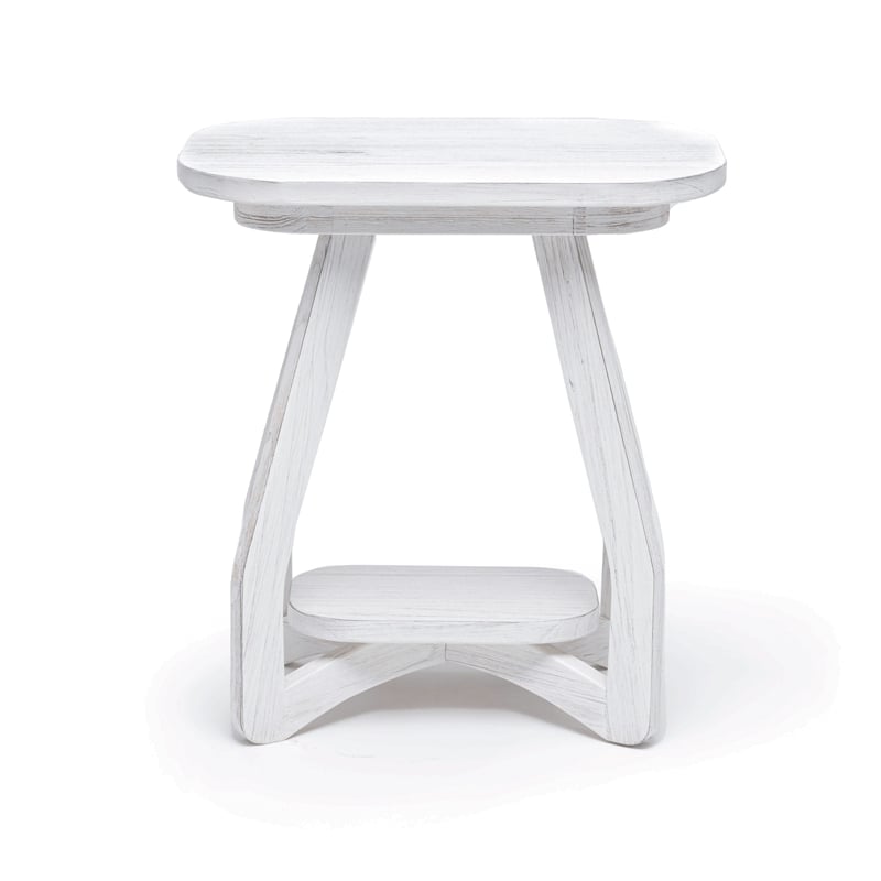Pemberly Row Contemporary Wood Curved Edges Chairside Table in White