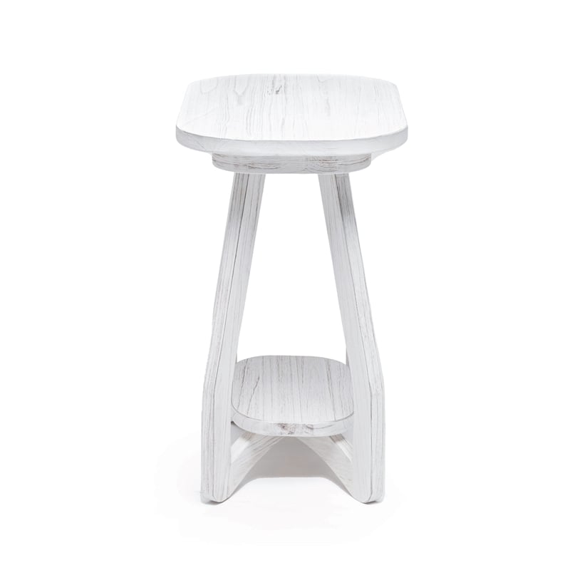 Pemberly Row Contemporary Wood Curved Edges Chairside Table in White