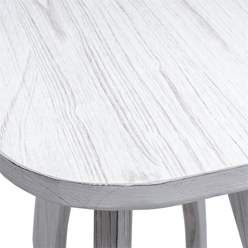 Pemberly Row Contemporary Wood Curved Edges Chairside Table in White