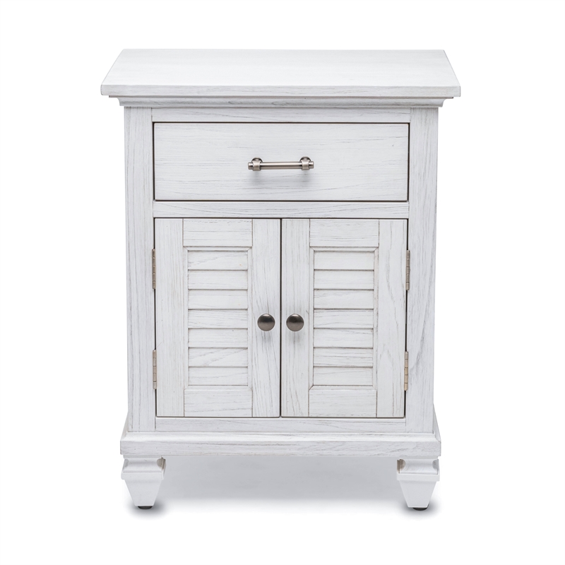 Pemberly Row Contemporary 2-Door Wood Nightstand with Drawer in White