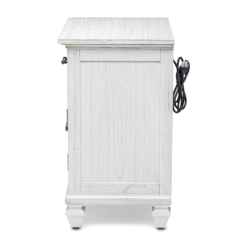 Pemberly Row Contemporary 2-Door Wood Nightstand with Drawer in White