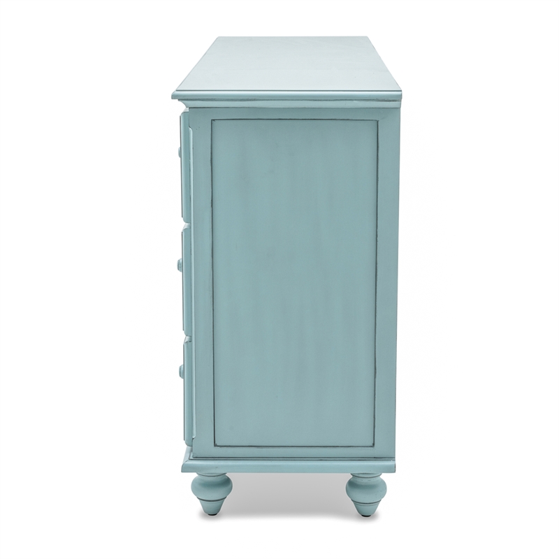 Pemberly Row Modern Coastal Wood Dresser with 7-Drawers in Blue