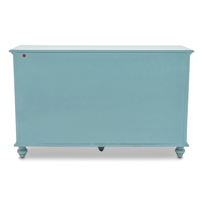 Pemberly Row Modern Coastal Wood Dresser with 7-Drawers in Blue