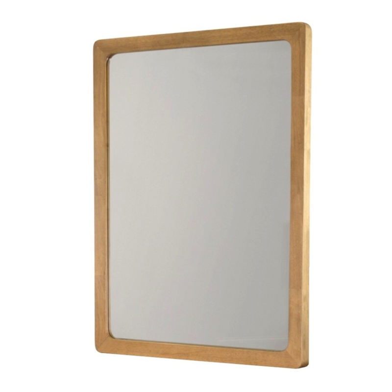Pemberly Row Contemporary Solid Wood Frame Mirror in Warm Maple