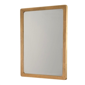 Pemberly Row Contemporary Solid Wood Frame Mirror in Warm Maple