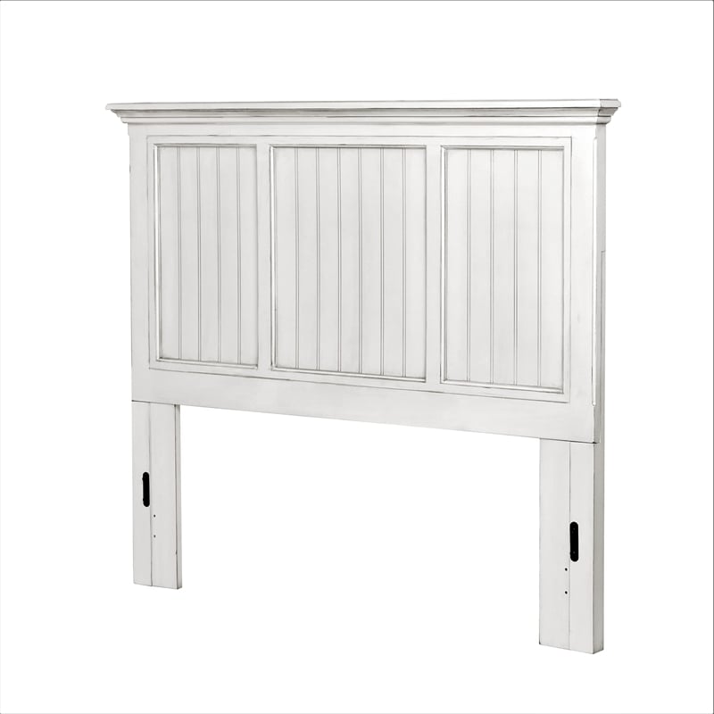 Pemberly Row Modern Coastal Solid Wood King Panel Bed in White