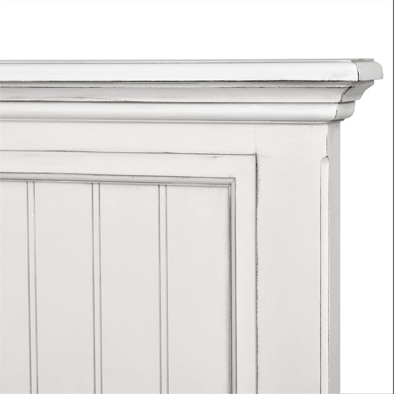 Pemberly Row Modern Coastal Solid Wood King Panel Bed in White