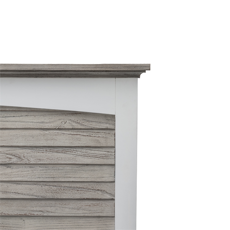 Pemberly Row Contemporary Solid Wood King Headboard in Gray/White