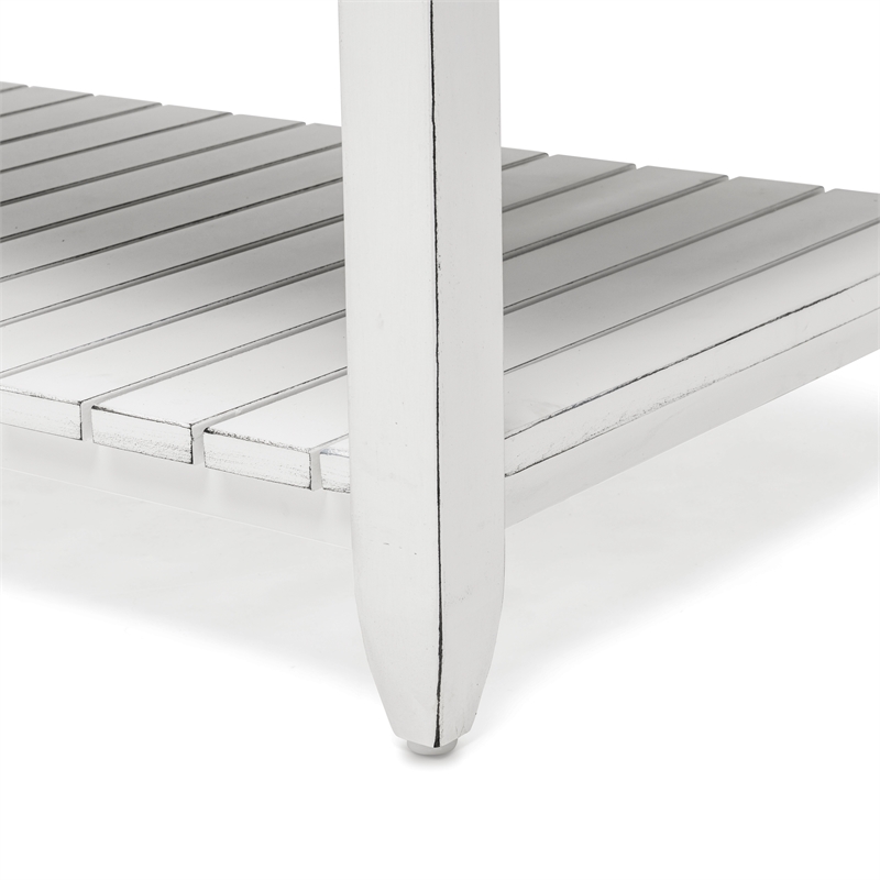 Pemberly Row Contemporary Solid Wood Coffee Table in White/Gray