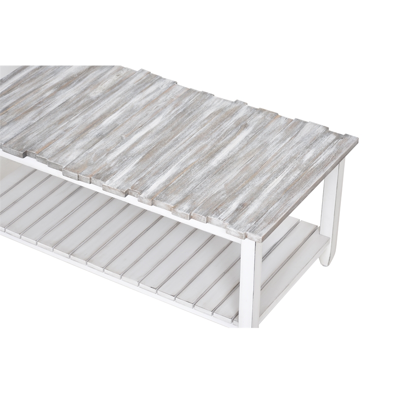Pemberly Row Contemporary Solid Wood Coffee Table in White/Gray