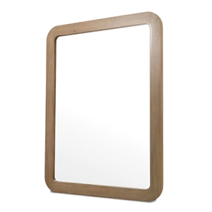 Pemberly Row Contemporary Solid Wood Tan Modern Coastal Mirror