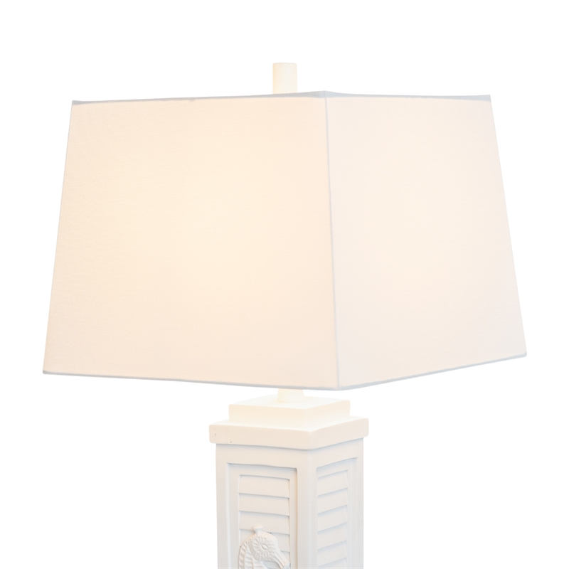 Pemberly Row White Coastal Lamps USB Charging port (Set of 2) 3-Way Switch