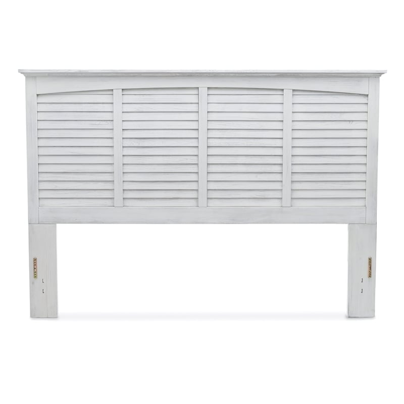 Pemberly Row Modern Coastal Wood King Headboard in White Finish