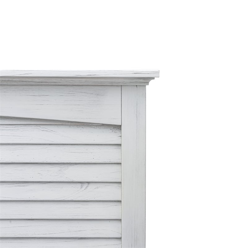 Pemberly Row Modern Coastal Wood King Headboard in White Finish