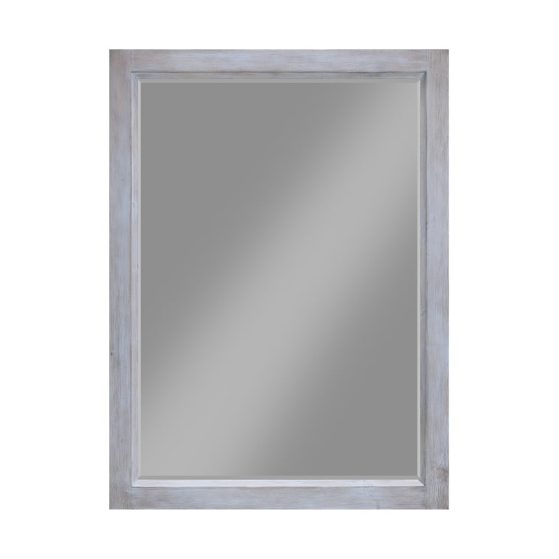 Pemberly Row Contemporary Wood Rectangular Mirror in Grey/White