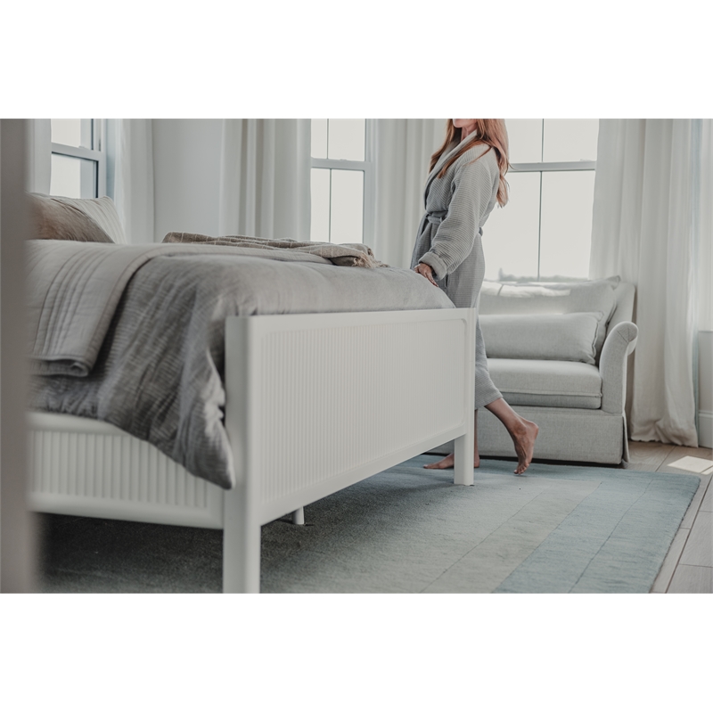 Pemberly Row Contemporary Solid Wood King Bed in White Finish