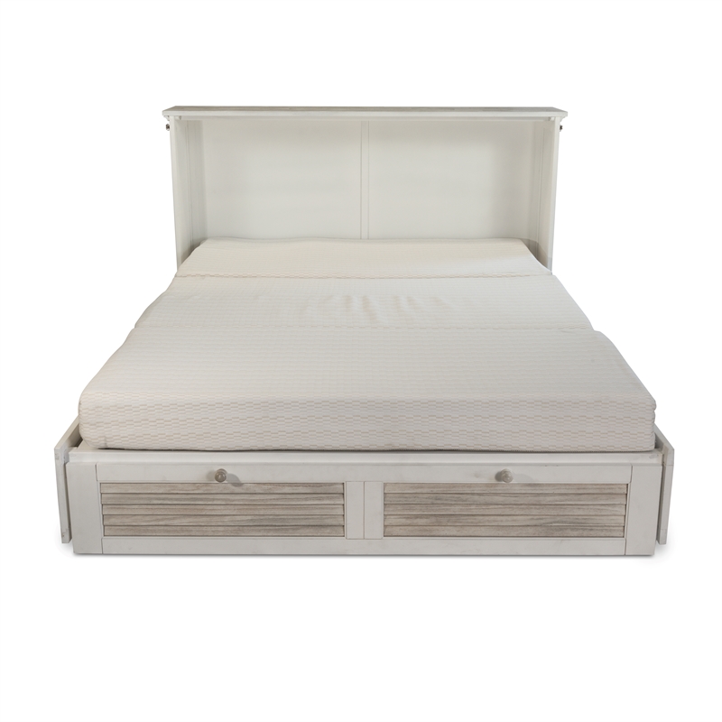 Pemberly Row Contemporary Queen Cabinet Murphy Bed with Mattress in Grey