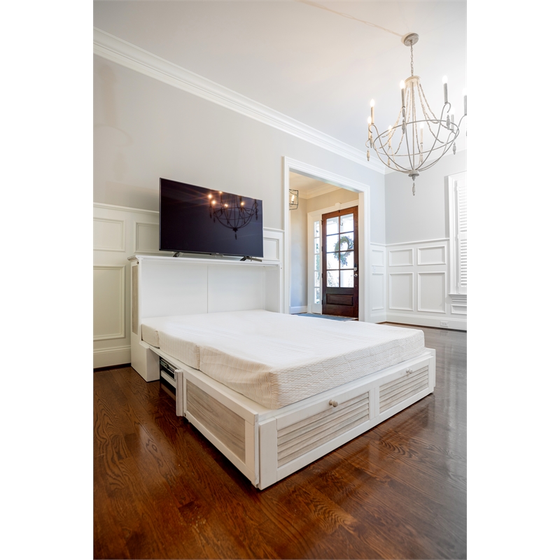 Pemberly Row Contemporary Queen Cabinet Murphy Bed with Mattress in Grey