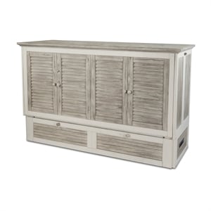 Pemberly Row Contemporary Queen Cabinet Murphy Bed with Mattress in Grey