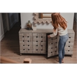 Pemberly Row Contemporary Wooden Weave 4-Door Credenza in Grey Wash
