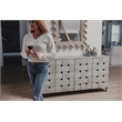 Pemberly Row Contemporary Wooden Weave 4-Door Credenza in Grey Wash