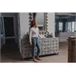 Pemberly Row Contemporary Wooden Weave 4-Door Credenza in Grey Wash
