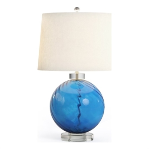 Pemberly Row Contemporary 28&quot Table Lamp in Cobalt Blue Glass