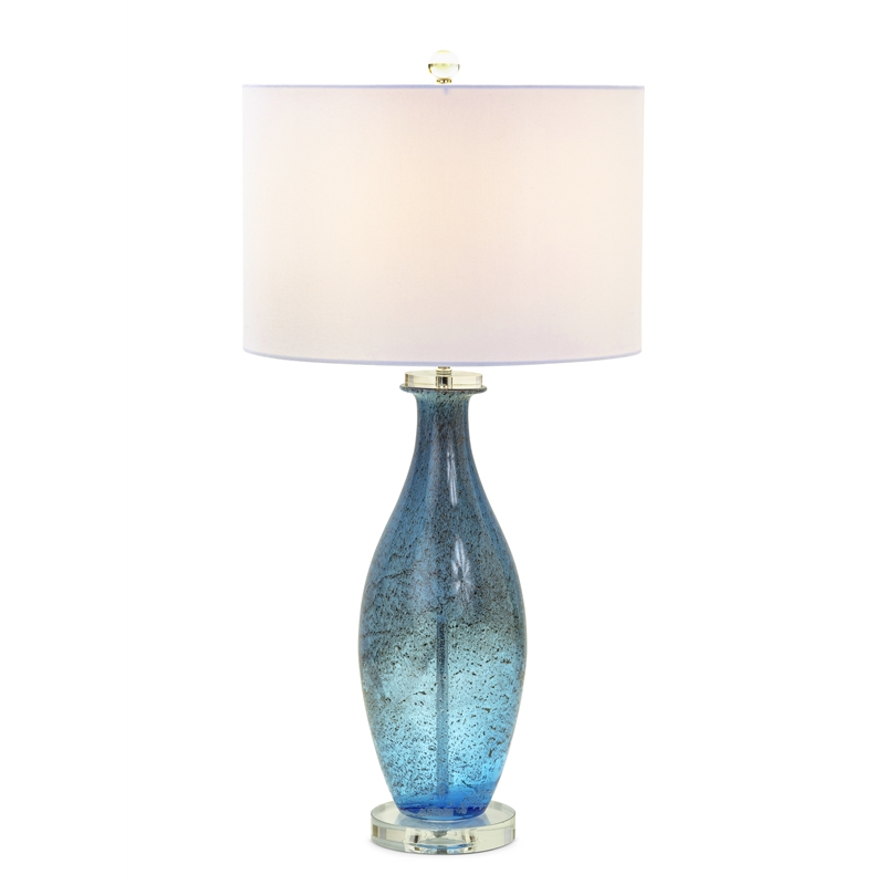 Pemberly Row Contemporary Blue Tone Art Glass Lamps (Set of 2)